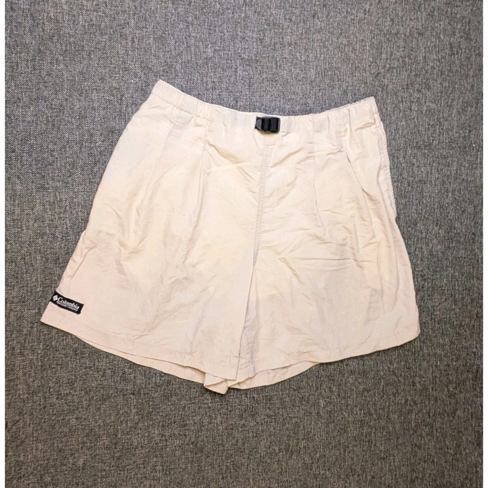 Vintage Columbia Mens Medium Shorts Khaki Nylon Tan Hiking Utility M Sportswear